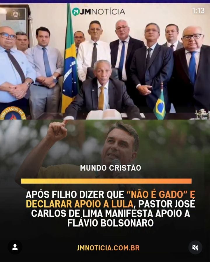 Filho do pastor José Carlos de Lima apoia Lula; pai declara apoio a Flávio Bolsonaro
