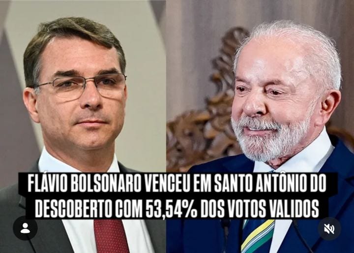 LULA É ELEITO, MAS FLÁVIO BOLSONARO VENCEU EM SANTO ANTÔNIO DO DESCOBERTO