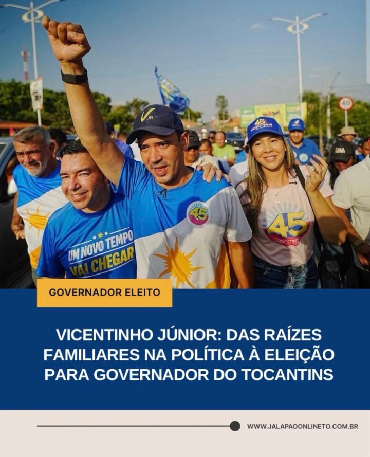 Eleito governador do Tocantins neste domingo (25), Vicentinho Júnior (PSDB), de 41 anos, chegará ao Palácio Araguaia apó