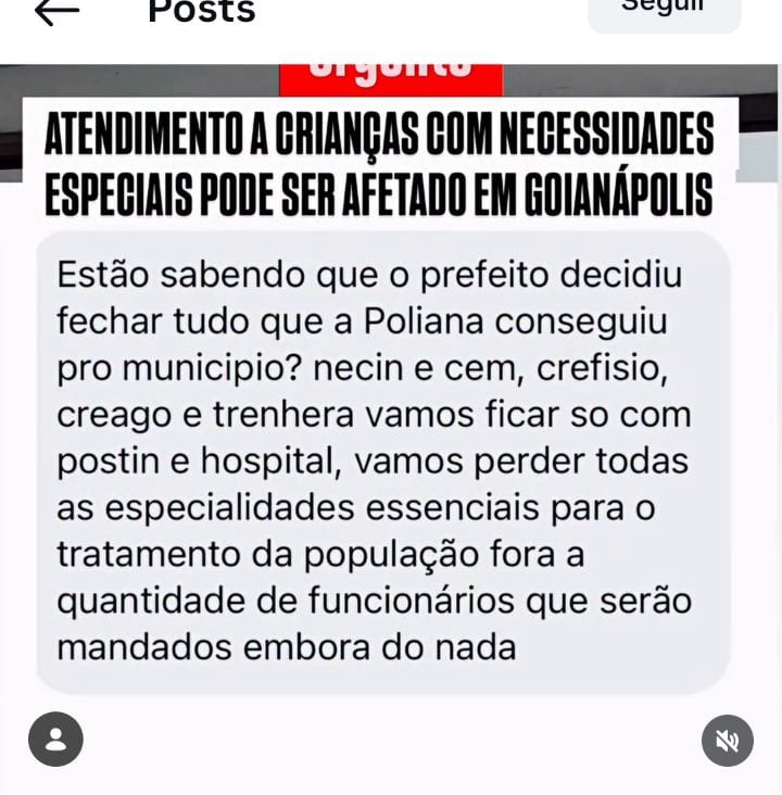 Possível suspensão de atendimentos atinge NECIN e CEMM em Goianápolis