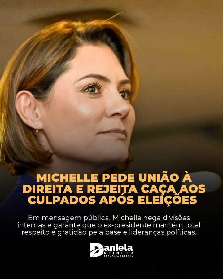 A senadora Michelle Bolsonaro partilhou uma mensagem onde destaca as conversas que tem tido com Jair Bolsonaro.