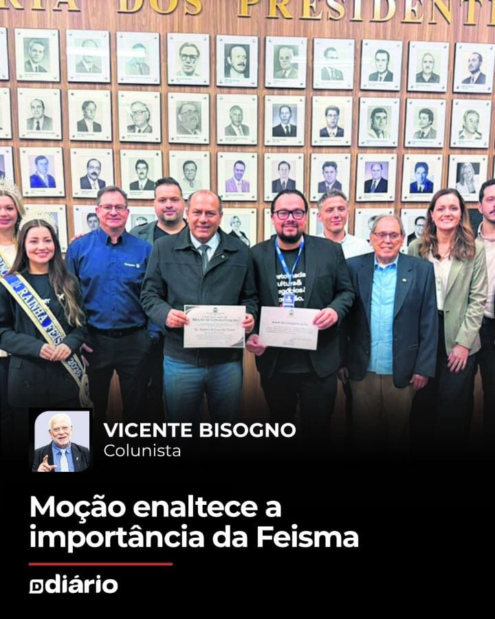VICENTE BISOGNO | A Moção de Congratulações proposta pelo vereador Marcelo Zappe Bisogno ao presidente da Cacism, Andrei