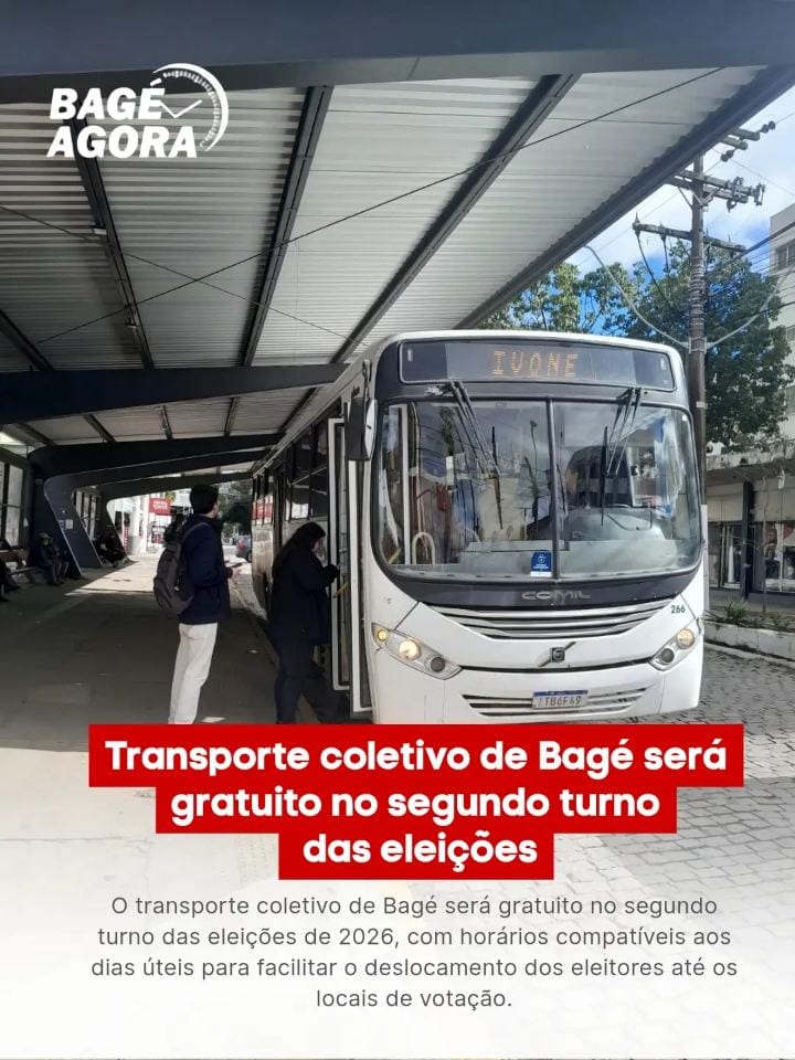 Bagé terá tarifa zero no transporte no 2º turno de 2026
