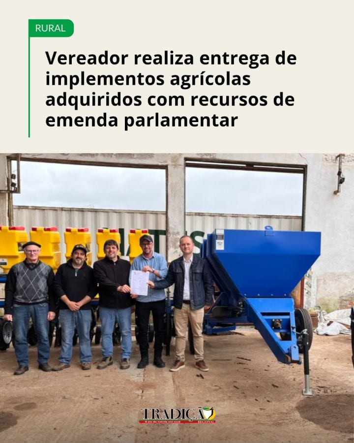 Na manhã de quinta-feira (22), o vereador Fininho Souza (PDT) realizou a entrega formal de implementos agrícolas adquiri