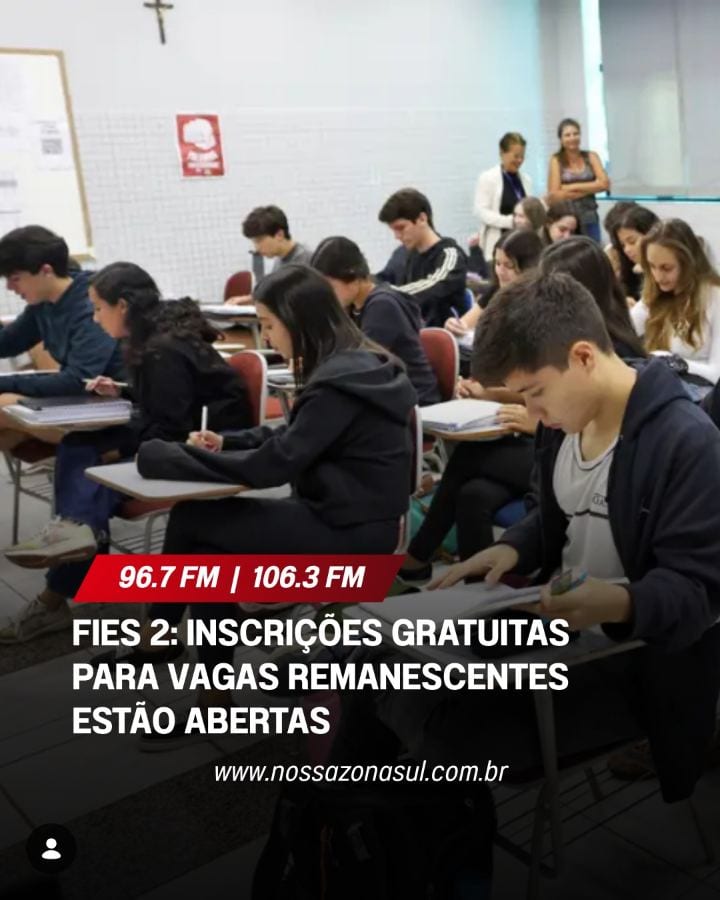 As inscrições para as vagas remanescentes do Fundo de Financiamento Estudantil (Fies), referentes ao segundo semestre de