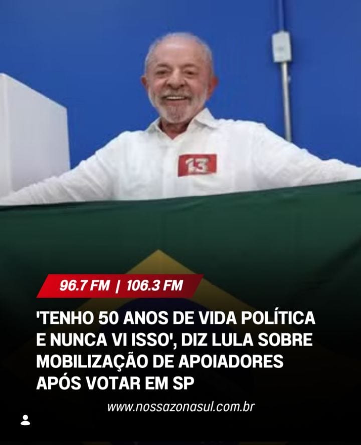 O presidente Luiz Inácio Lula da Silva (PT) votou neste domingo (25) em São Bernardo do Campo, na Grande São Paulo.
