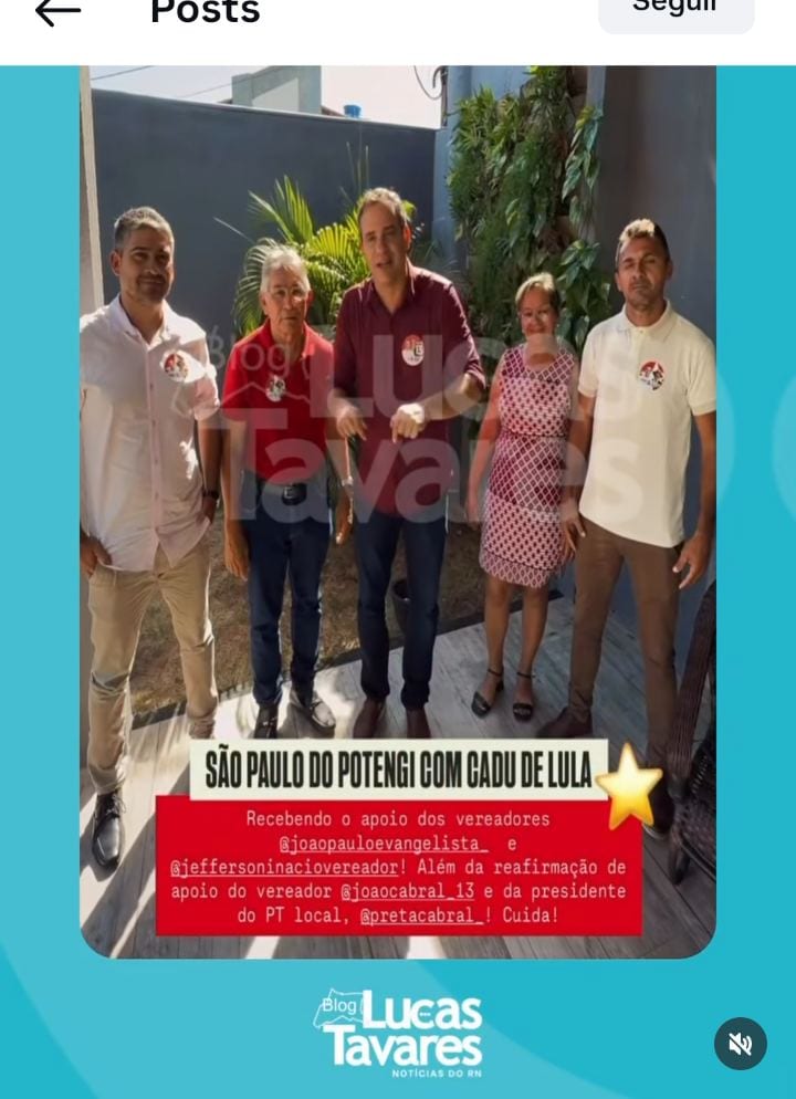 Cinco vereadores de São Paulo do Potengi apoiam Cadu de Lula