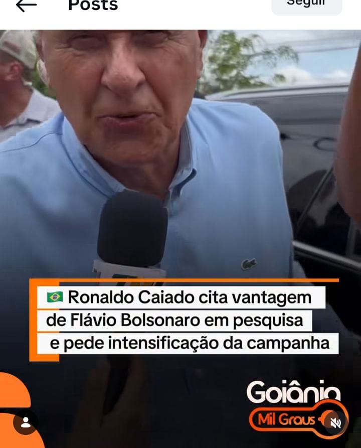 Caiado diz que pesquisa mostra Flávio 6 pontos à frente no 2º turno