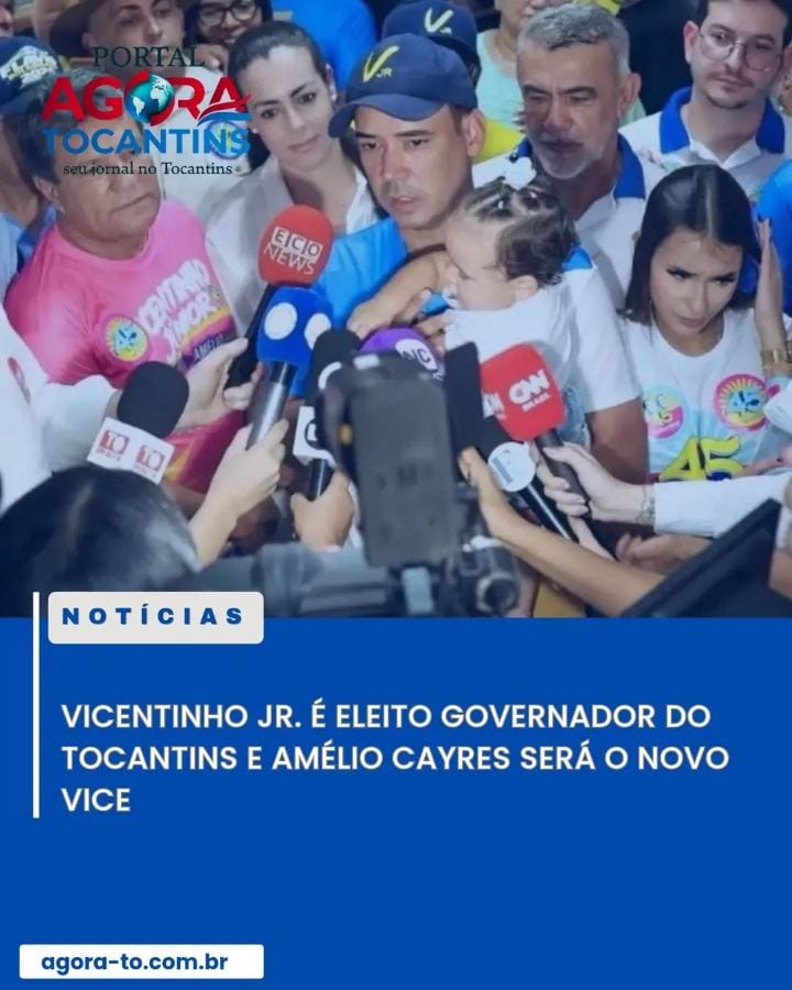 O deputado federal Vicentinho Júnior (PSDB) foi eleito governador do Tocantins, neste domingo (25), ao derrotar Professo