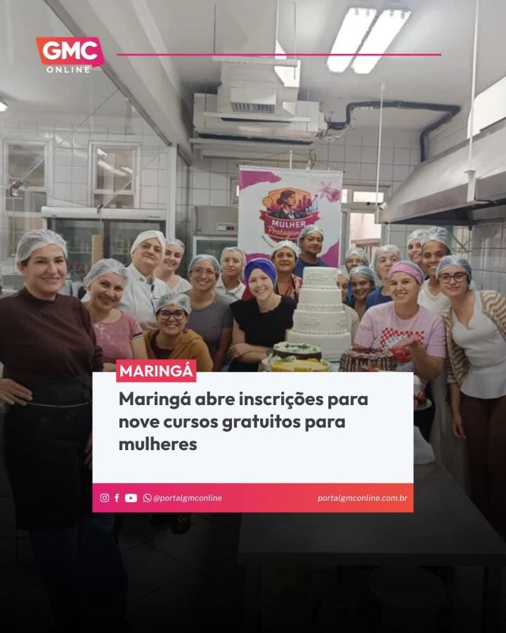 A Prefeitura de Maringá mantém inscrições abertas para nove cursos e oficinas gratuitos para mulheres, com aulas que com