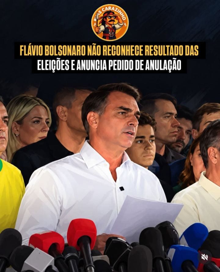 Flávio Bolsonaro não reconhece resultado das eleições e anuncia pedido de anulação