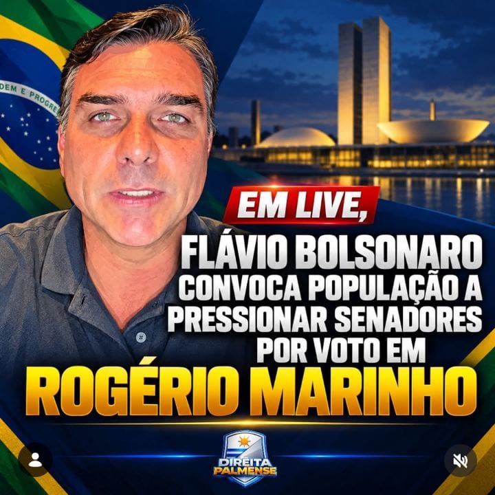 Flávio Bolsonaro realizou uma transmissão ao vivo diretamente dos Estados Unidos e convocou os brasileiros a se mobiliza