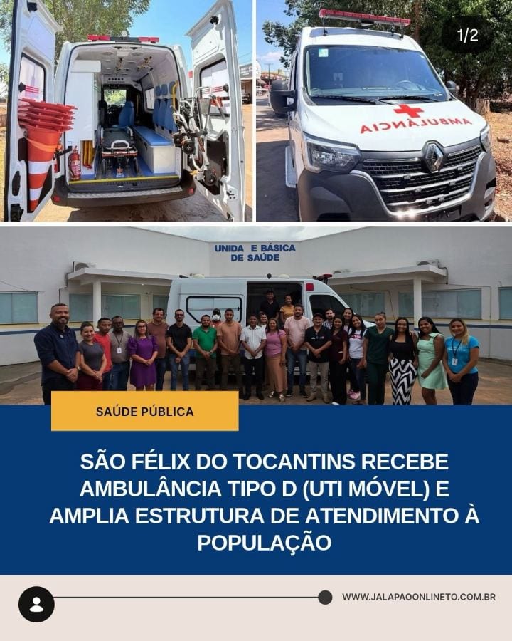 A Prefeitura de São Félix do Tocantins recebeu, na terça-feira (27), uma nova ambulância Renault Master Furgão L2, tipo