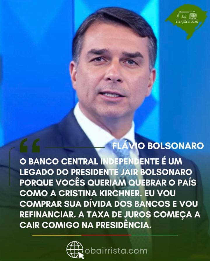 O senador Flávio Bolsonaro falou sobre a questão econômica ao ser questionado sobre a independência do Banco Central.