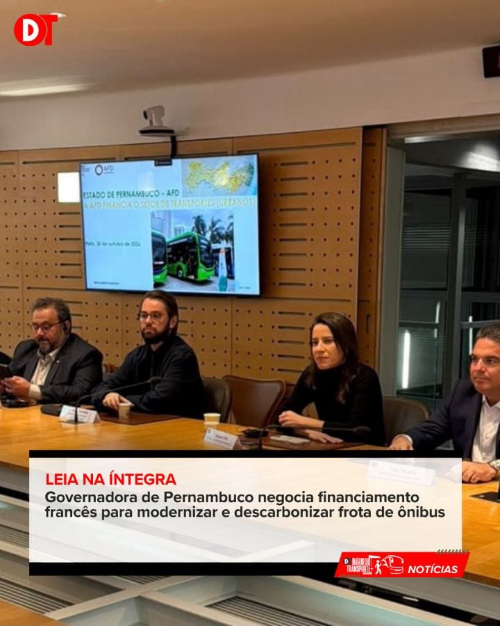 Governadora de Pernambuco negocia financiamento francês para modernizar e descarbonizar frota de ônibus