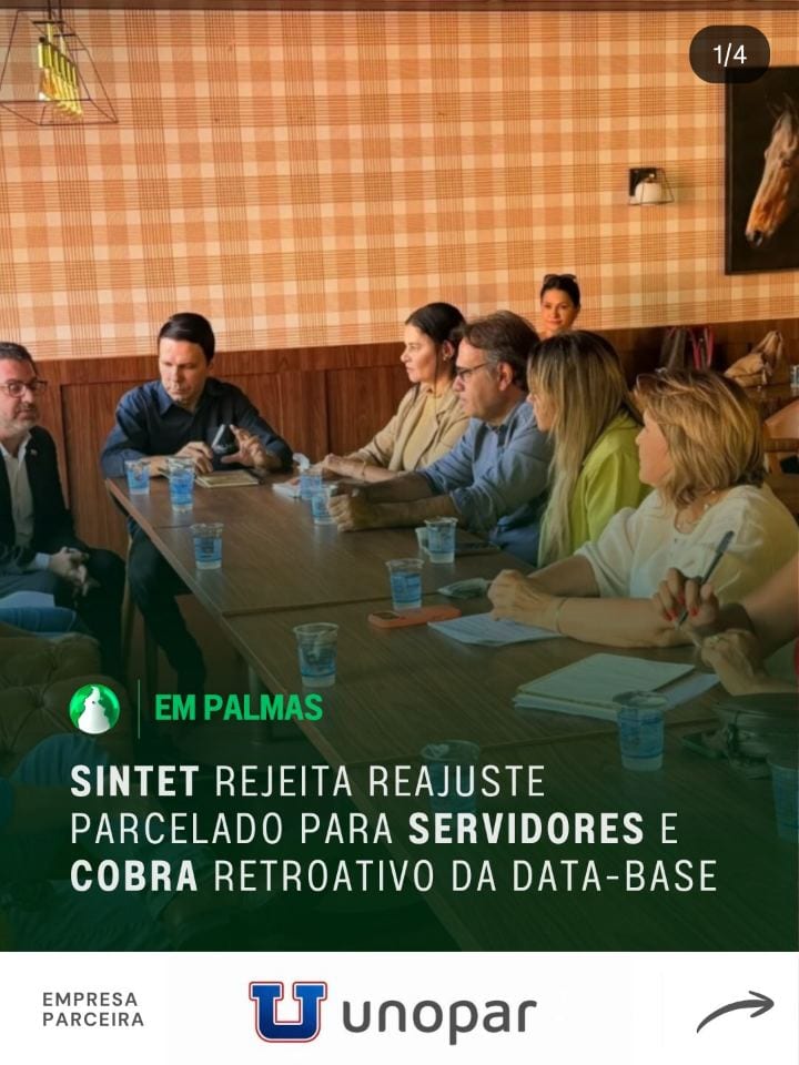 O Sintet rejeitou a proposta de recomposição salarial de 8,38% apresentada pela Prefeitura de Palmas e cobrou o pagament