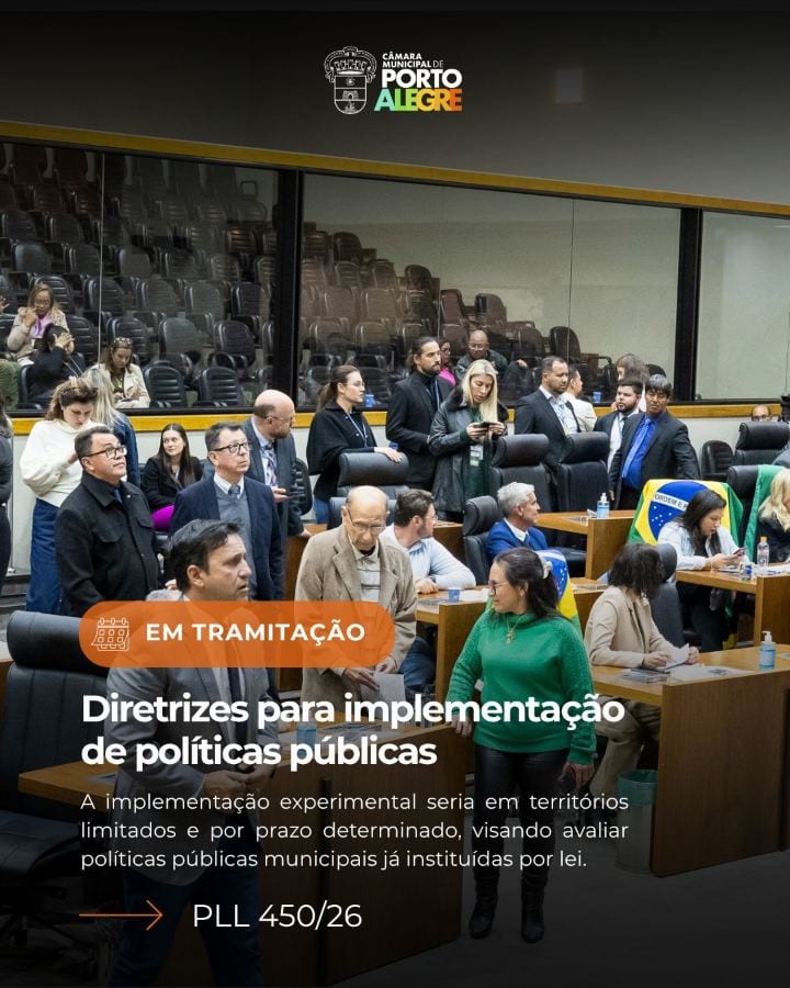 Entrou em debate na Câmara Municipal de Porto Alegre projeto de lei que estabelece diretrizes para implementação experim