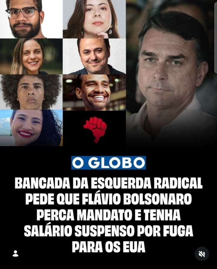 Acionamos a Mesa Diretora do Senado para que Flávio Bolsonaro perca o mandato e o salário, após esse bandido fugir para