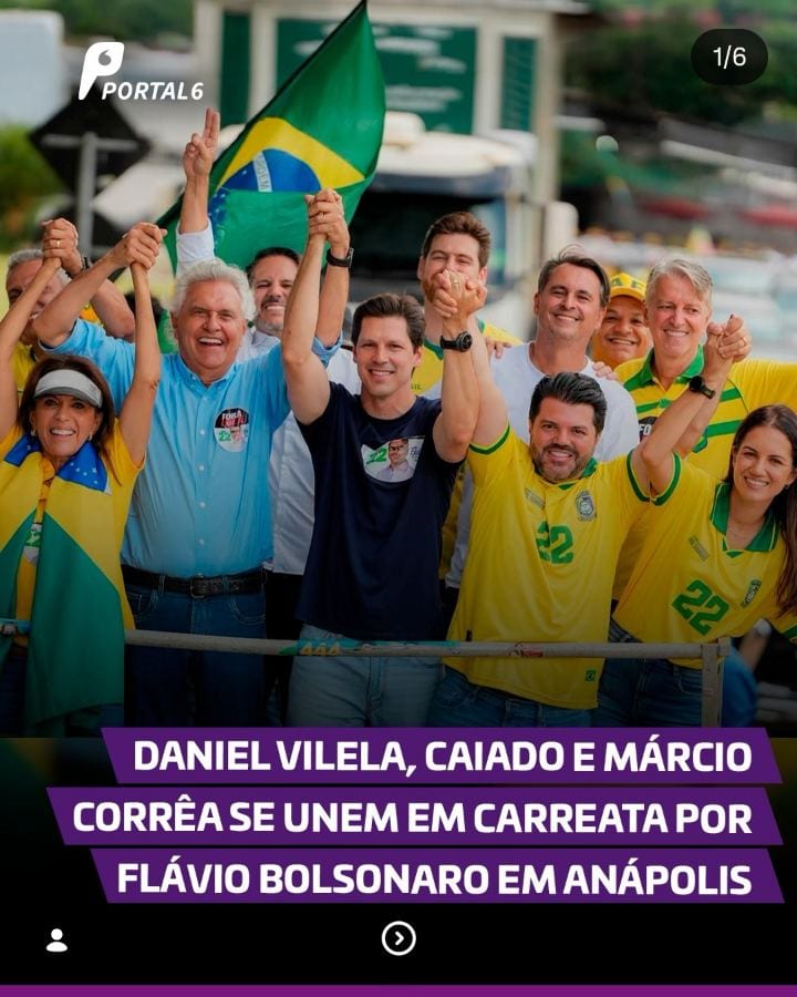 Daniel Vilela, Caiado e Márcio Corrêa fazem carreata pró-Flávio em Anápolis