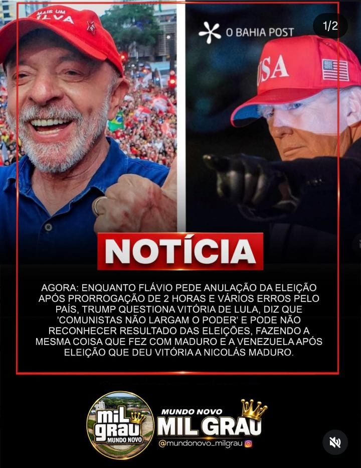 TRUMP QUESTIONA VITÓRIA DE LULA, ENQUANTO CNN ANALISA POSSÍVEL NÃO RECONHECIMENTO PELOS EUA!