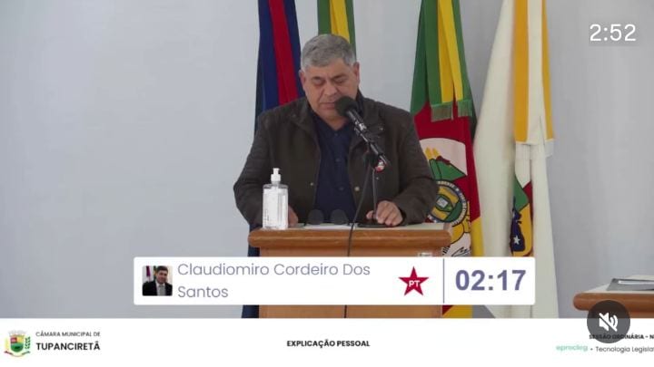 O vereador Claudiomiro Cordeiro dos Santos (PT) destacou o diálogo, as políticas sociais e a união nacional ao se manife