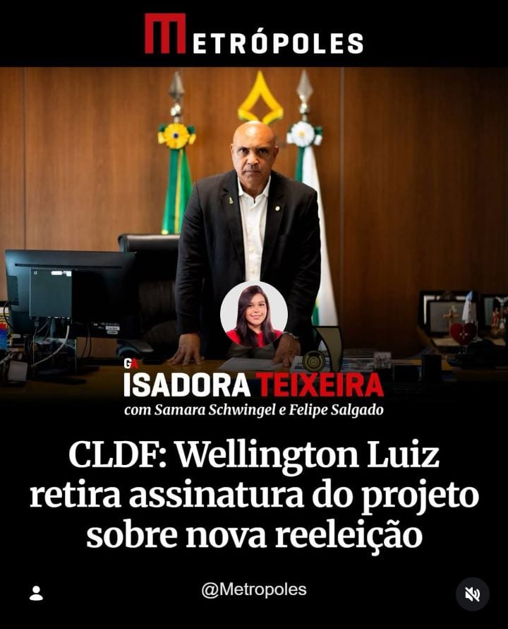 O presidente da Câmara Legislativa do Distrito Federal (CLDF), deputado distrital Wellington Luiz (MDB), retirou a assin