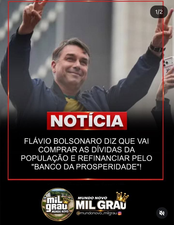 FLÁVIO BOLSONARO PROPÕE COMPRAR DÍVIDAS DOS BRASILEIROS E REFINANCIAR PELO “BANCO DA PROSPERIDADE”!