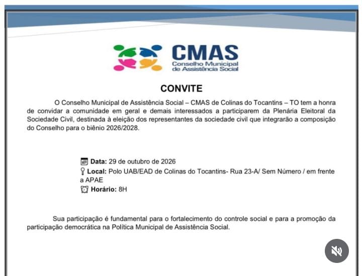 CONVITE | PLENÁRIA ELEITORAL DO CMAS