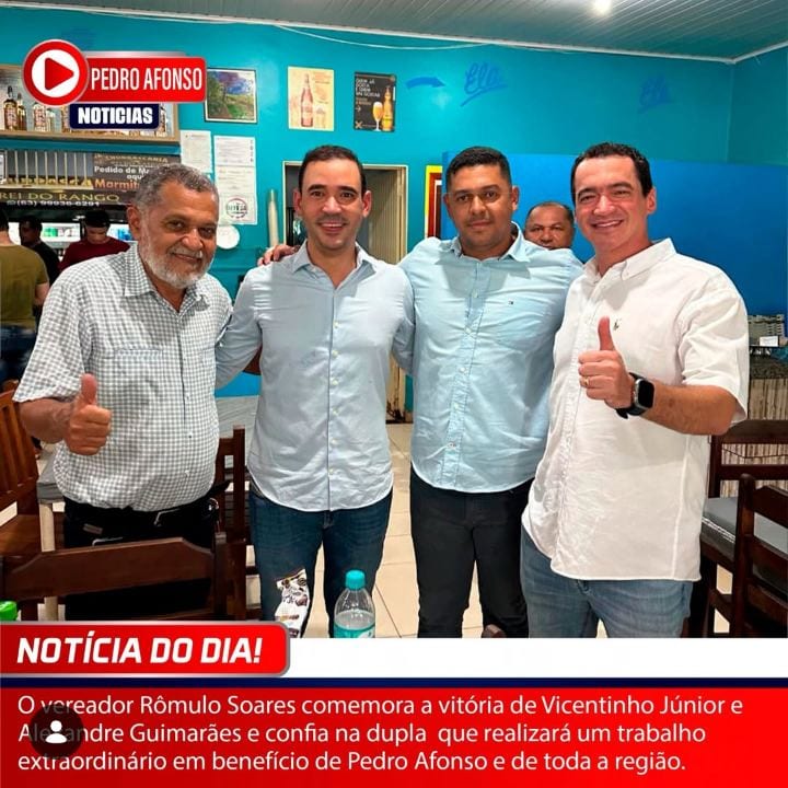 O vereador Rômulo Soares comemorou a vitória de Vicentinho Júnior para o Governo do Tocantins e de Alexandre Guimarães p