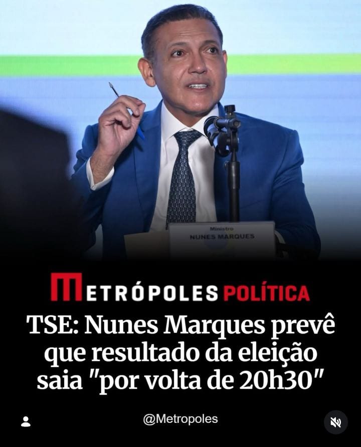 Os primeiros resultados do segundo turno das eleições de 2026 começarão a ser divulgados tão logo se encerre a votação,