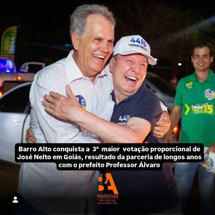 Barro Alto dá 2.924 votos a José Nelto: 40,64%, 3ª maior votação proporcional em Goiás