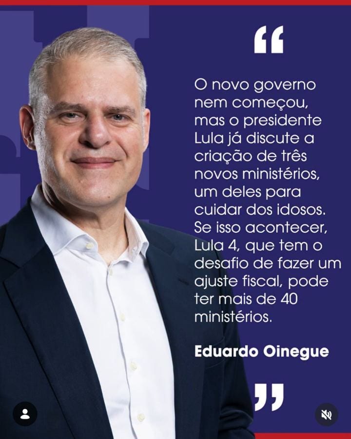 “O novo governo nem começou, mas o presidente Lula já discute a criação de três novos ministérios, um deles para cuidar