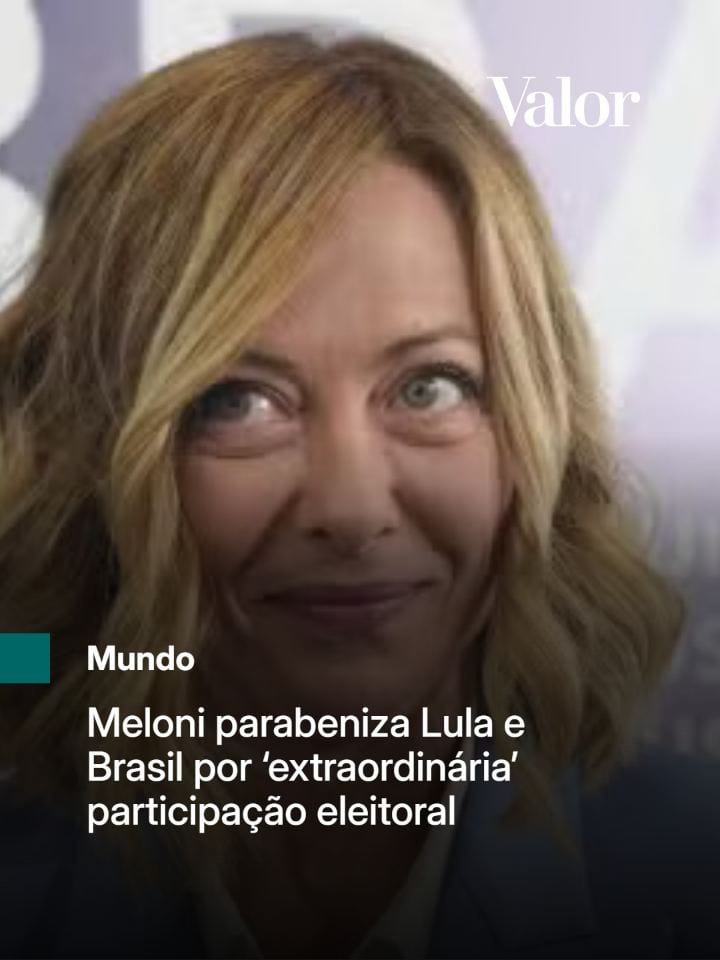 "Parabenizo o presidente Lula por sua reeleição e o povo brasileiro por sua extraordinária demonstração de participação