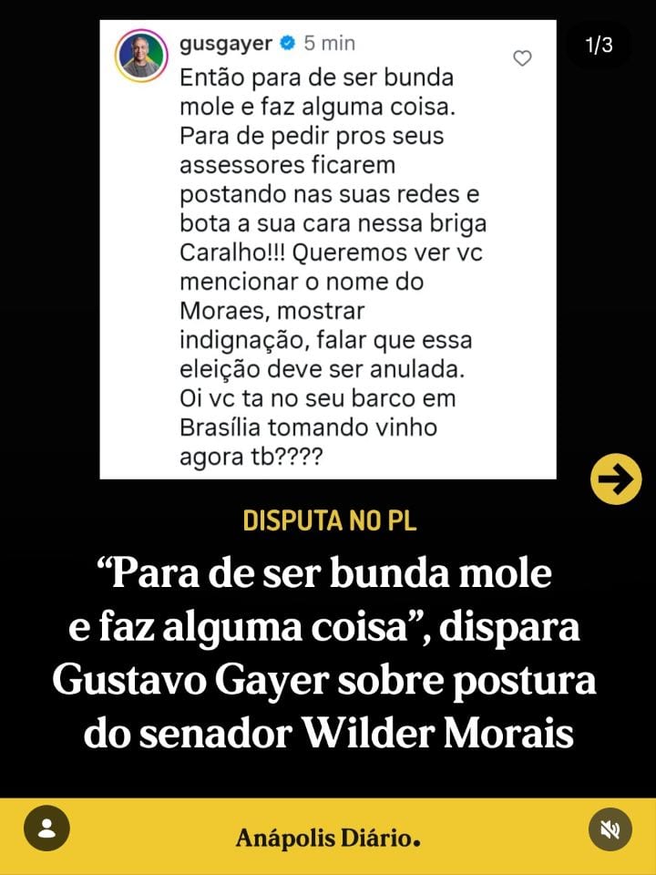 Senador eleito pelo PL, o deputado federal Gustavo Gayer ampliou a crise interna da legenda e a disputa pelo comando do