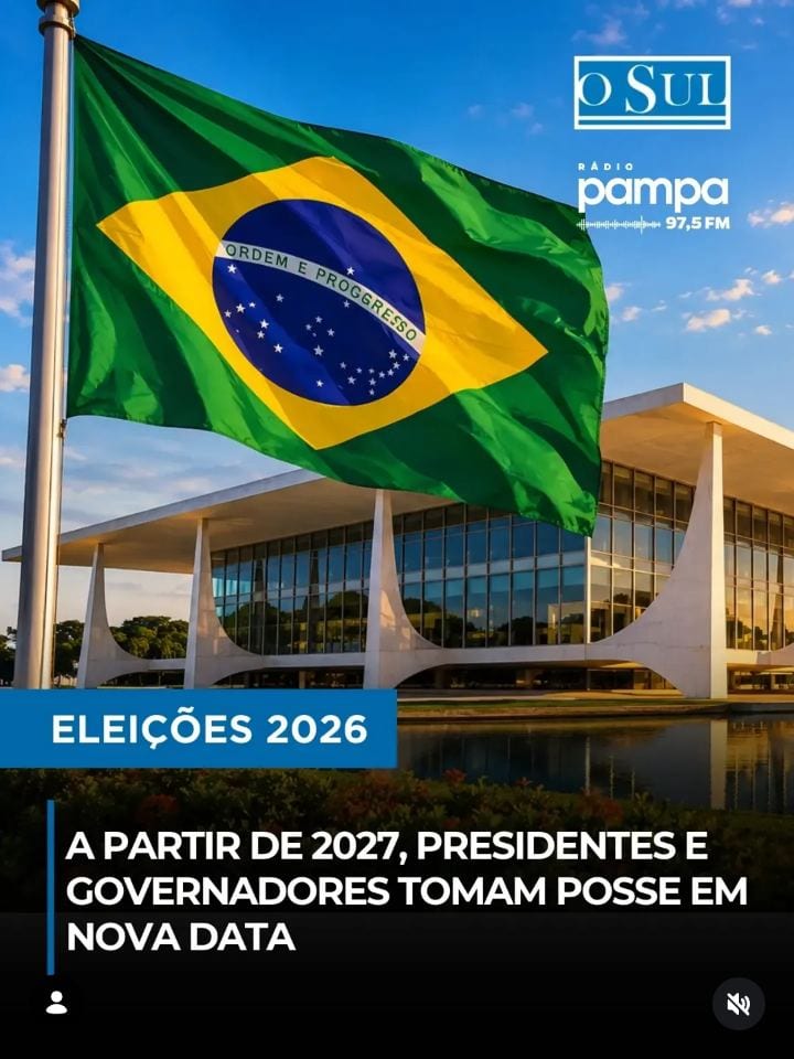 O presidente eleito no segundo turno das eleições de 2026 tomará posse em 5 de janeiro de 2027.