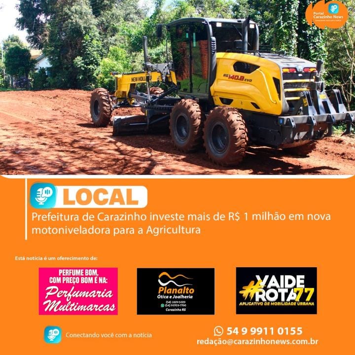 A Secretaria Municipal de Agricultura de Carazinho recebeu oficialmente uma nova motoniveladora para integrar a frota de