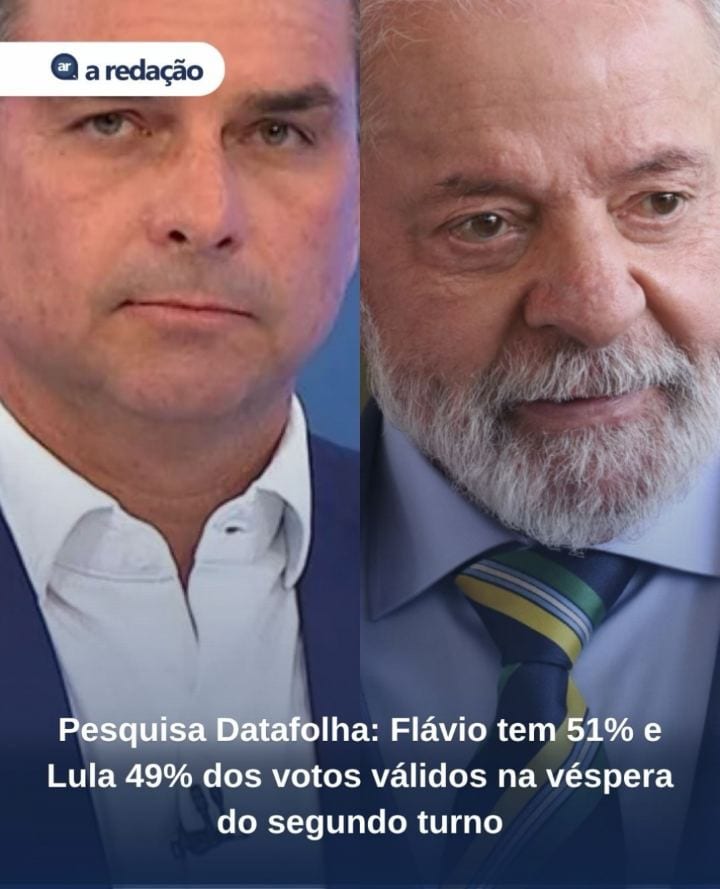 A pesquisa Datafolha, divulgada em 24 de outubro, revela que Flávio Bolsonaro lidera com 51% dos votos válidos contra 49