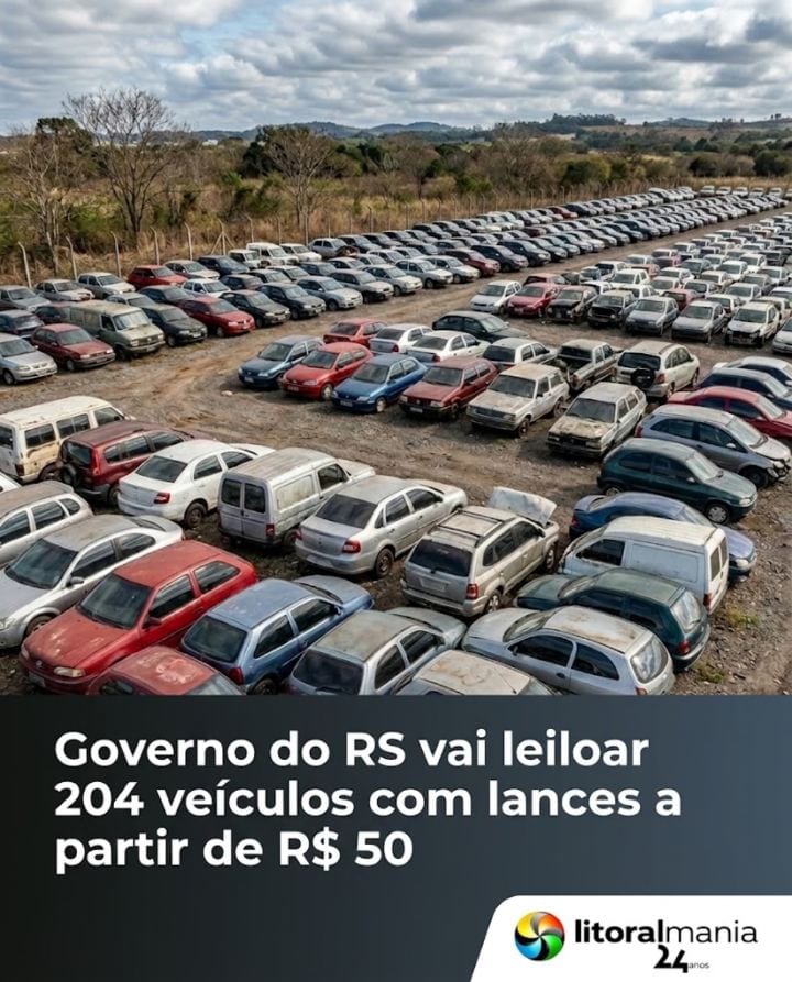 RS abre leilão de 204 veículos com lotes a partir de R$ 50