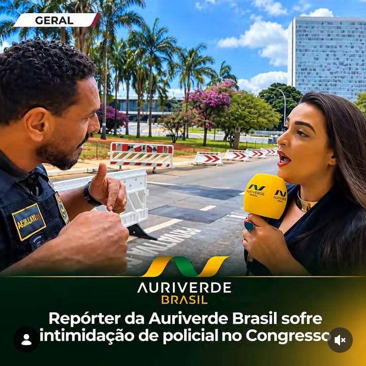 JORNALISTA É INTERROMPIDA POR POLICIAL LEGISLATIVO DURANTE TRANSMISSÃO AO VIVO EM FRENTE AO CONGRESSO NACIONAL