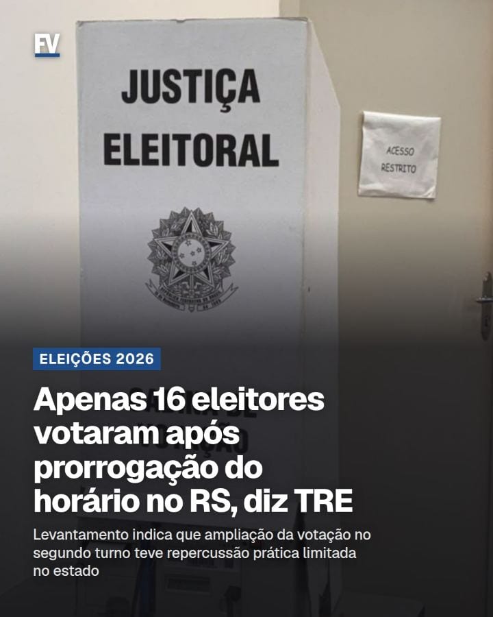ELEIÇÕES 2026 | Prorrogação de horário no segundo turno teve impacto mínimo no RS, aponta TRE