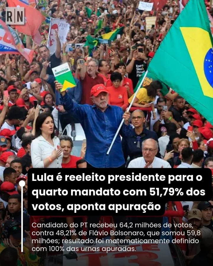 Luiz Inácio Lula da Silva (PT) foi reeleito presidente da República neste domingo (25), ao vencer o segundo turno das el