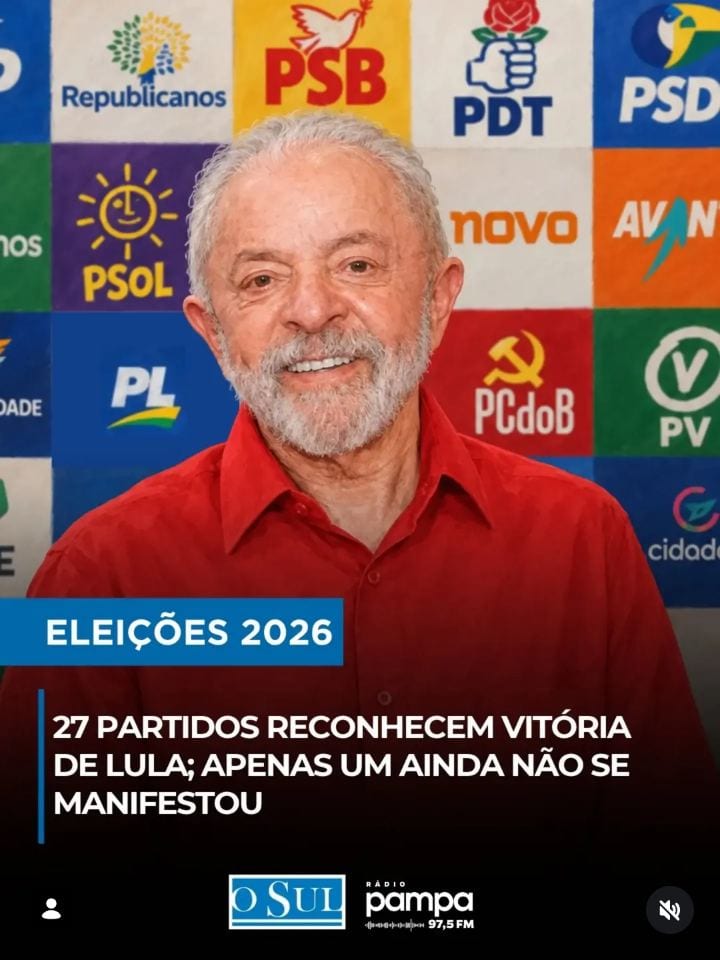 Ao todo, 27 partidos políticos reconheceram publicamente a vitória de Luiz Inácio Lula da Silva (PT) nas eleições presid