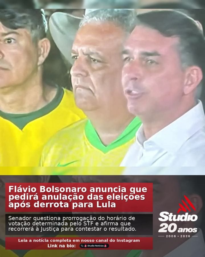 #Eleições2026 | Flávio Bolsonaro anuncia que pedirá anulação das eleições após derrota para Lula |