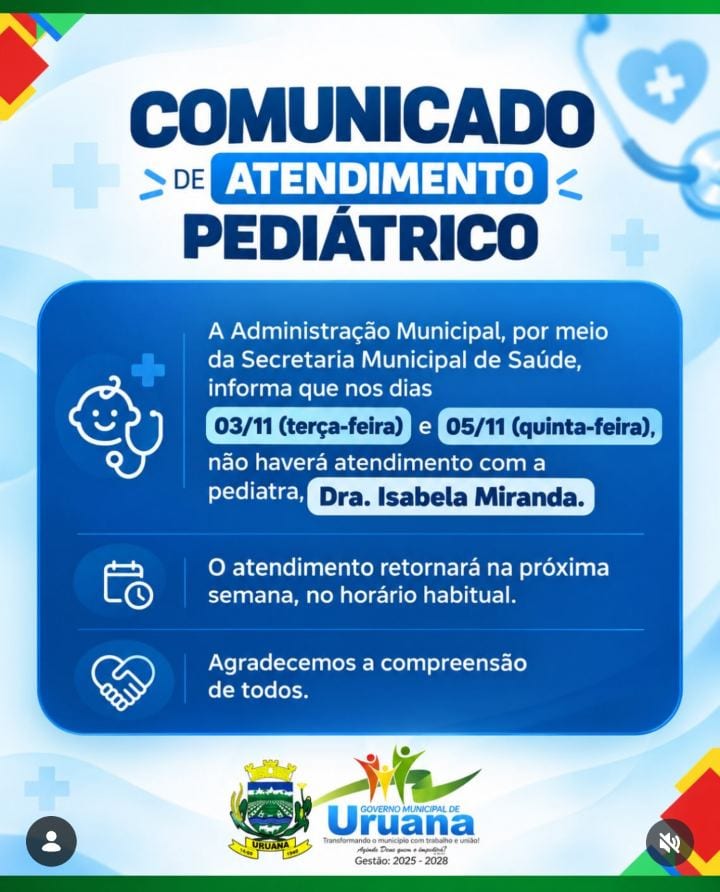 COMUNICADO | ATENDIMENTO PEDIÁTRICO