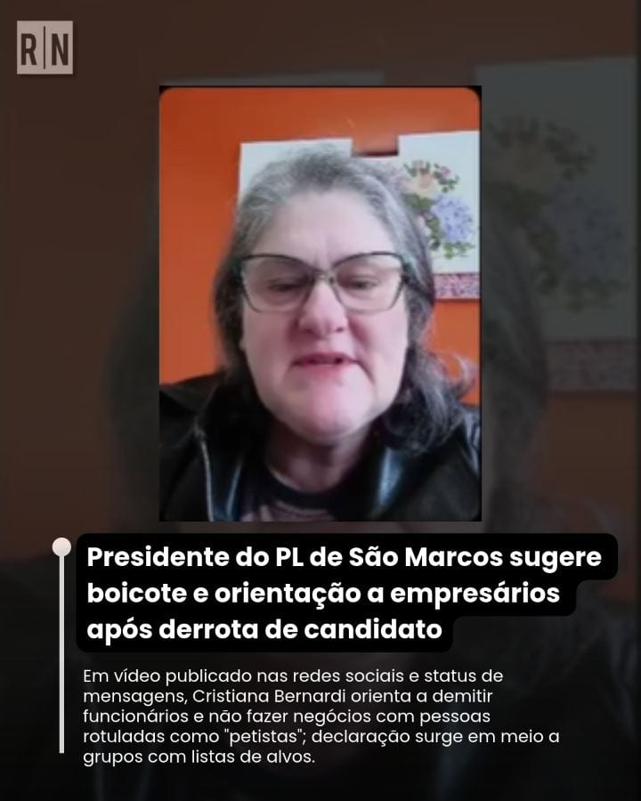 Após derrota eleitoral, presidente do PL de São Marcos sugere boicote a comerciantes e demissão de funcionários