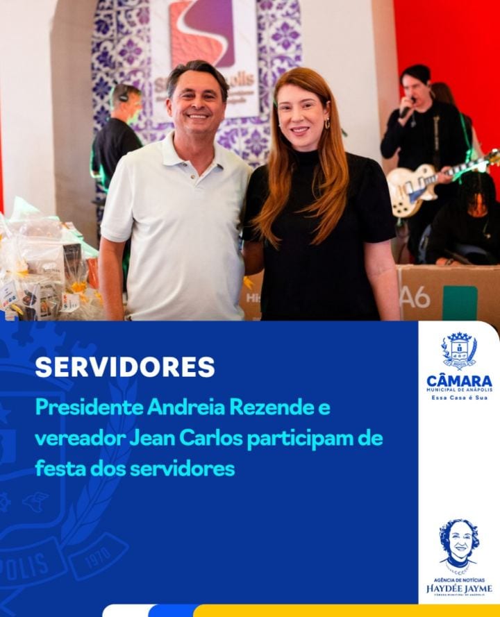 A presidente da Câmara Municipal de Anápolis, Andreia Rezende (Avante), e o vereador Jean Carlos (PL) representaram o Po