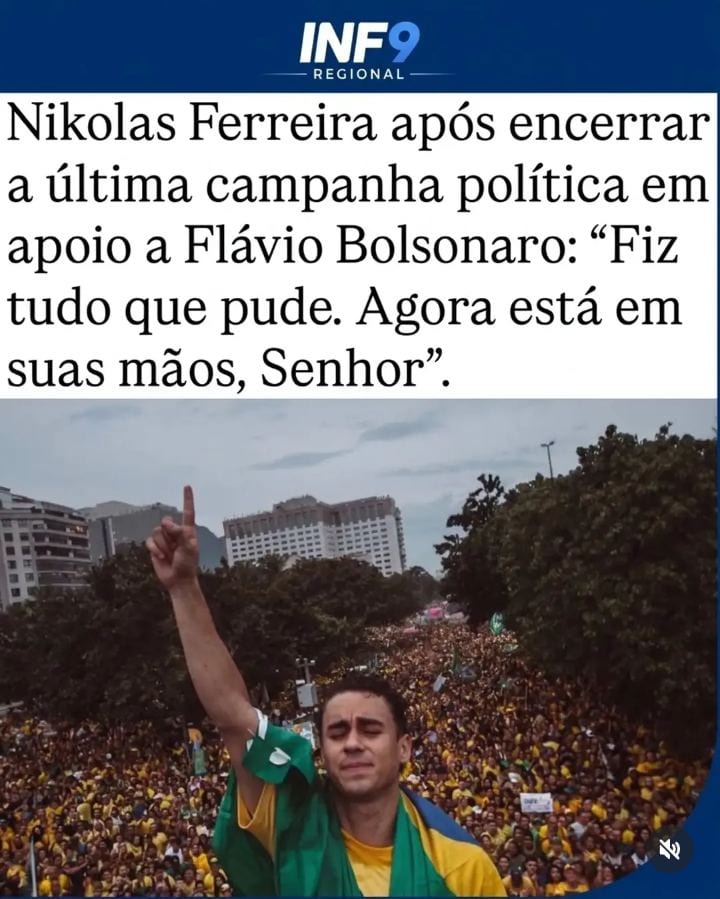 Após encerrar a sua última campanha política em apoio a Flávio Bolsonaro, o deputado federal Nikolas Ferreira fez um fo