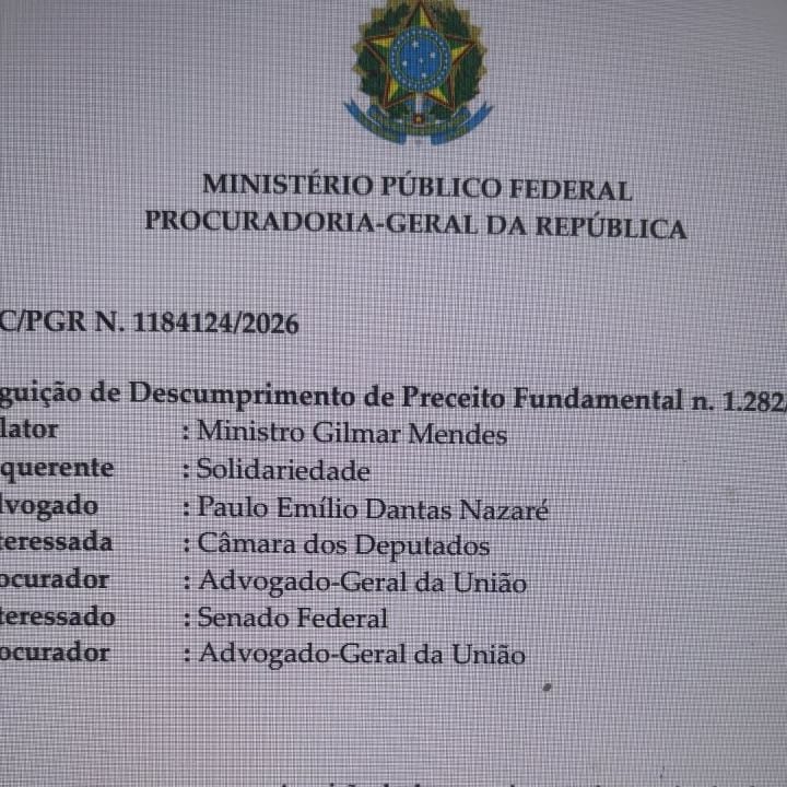 Paulo Gonet emitiu ontem, amparado na perda do objeto, parecer da PGR contra ADPF do Solidariedade pelo retorno de Wande