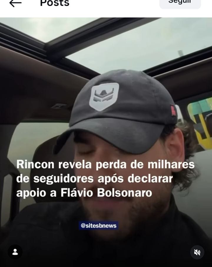César Rincon perdeu milhares de seguidores após apoiar Flávio Bolsonaro