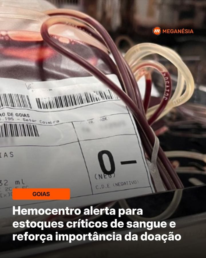 O Governo de Goiás, por meio da Secretaria de Estado da Saúde (SES), alerta para o nível crítico dos estoques de sangue